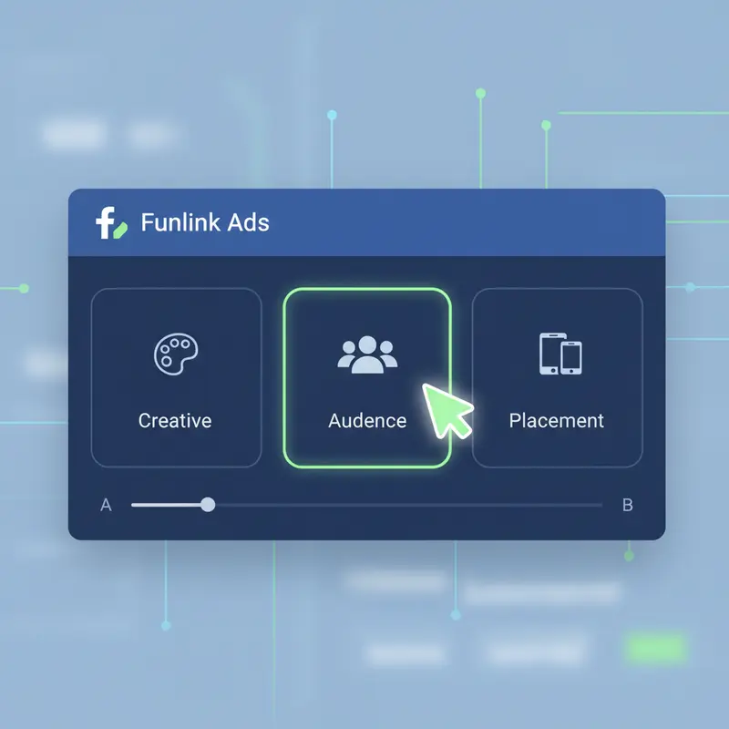 Giao diện Trình quản lý quảng cáo Facebook để chọn biến số cho A/B testing quảng cáo Facebook.