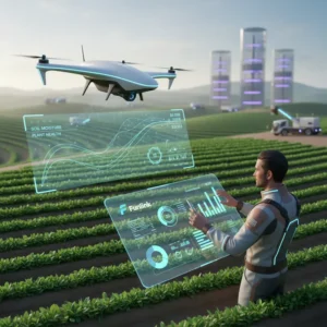 Agritech và Nông nghiệp chính xác - Hình ảnh minh họa công nghệ cao trong nông nghiệp với drone và cảm biến.
