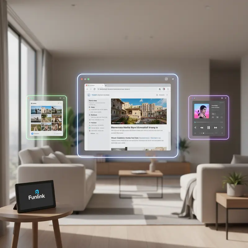 Giao diện VisionOS của Apple Vision Pro hiển thị các ứng dụng trong không gian thực tế, minh họa cho điện toán không gian.