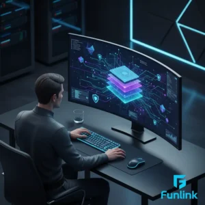 Chuyên gia đang thực hiện audit bảo mật MarTech stack trên máy tính với giao diện phức tạp.