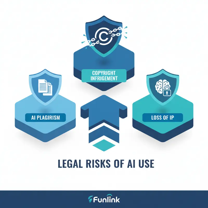 Infographic 3 rủi ro pháp lý về bản quyền nội dung do AI tạo ra cần lưu ý.