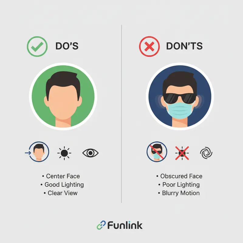 Checklist Nên và Không nên khi xác thực khuôn mặt để cập nhật bảo mật sinh trắc học ngân hàng.