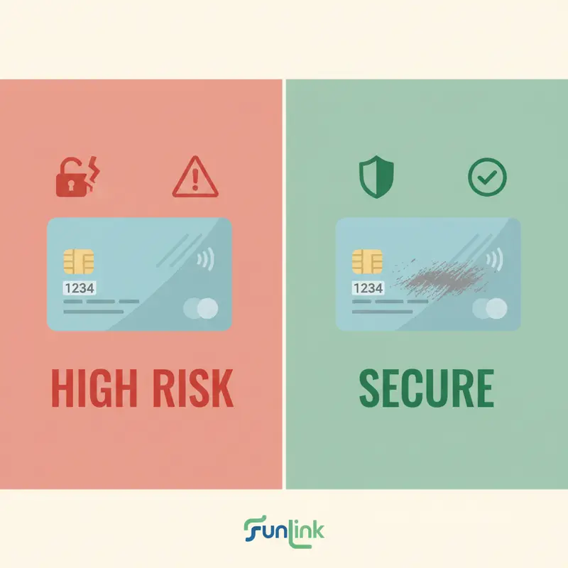 Infographic so sánh mức độ an toàn của việc bảo mật thẻ tín dụng bằng cách xóa mã CVV.