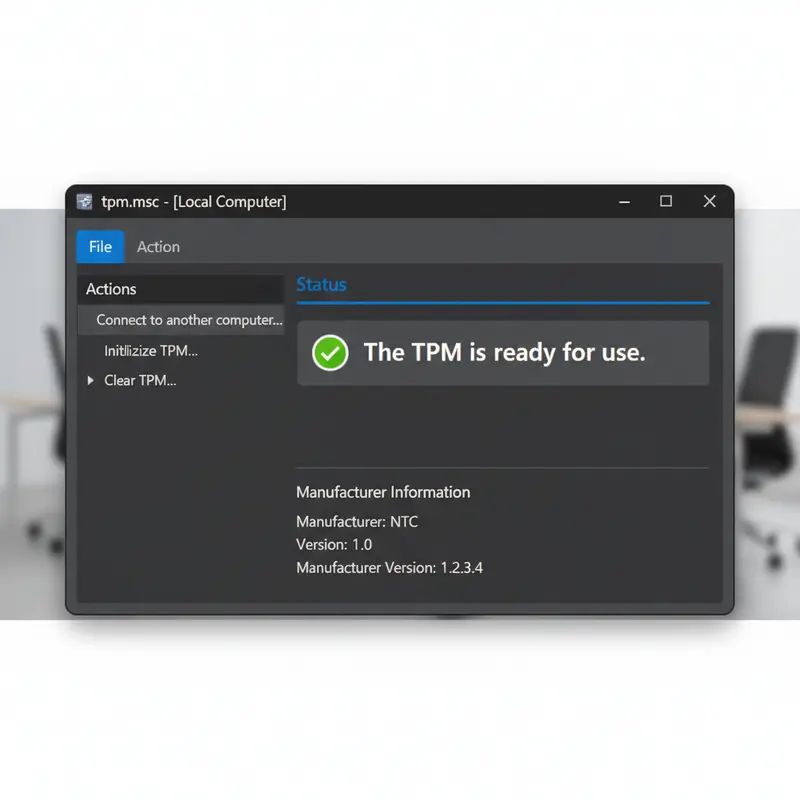 Kiểm tra trạng thái TPM đã sẵn sàng để bật mã hóa BitLocker trong cửa sổ TPM Management.