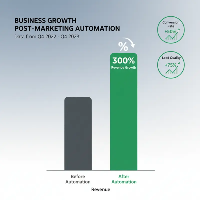 Biểu đồ cột thể hiện sự tăng trưởng doanh thu sau khi áp dụng marketing tự động hóa