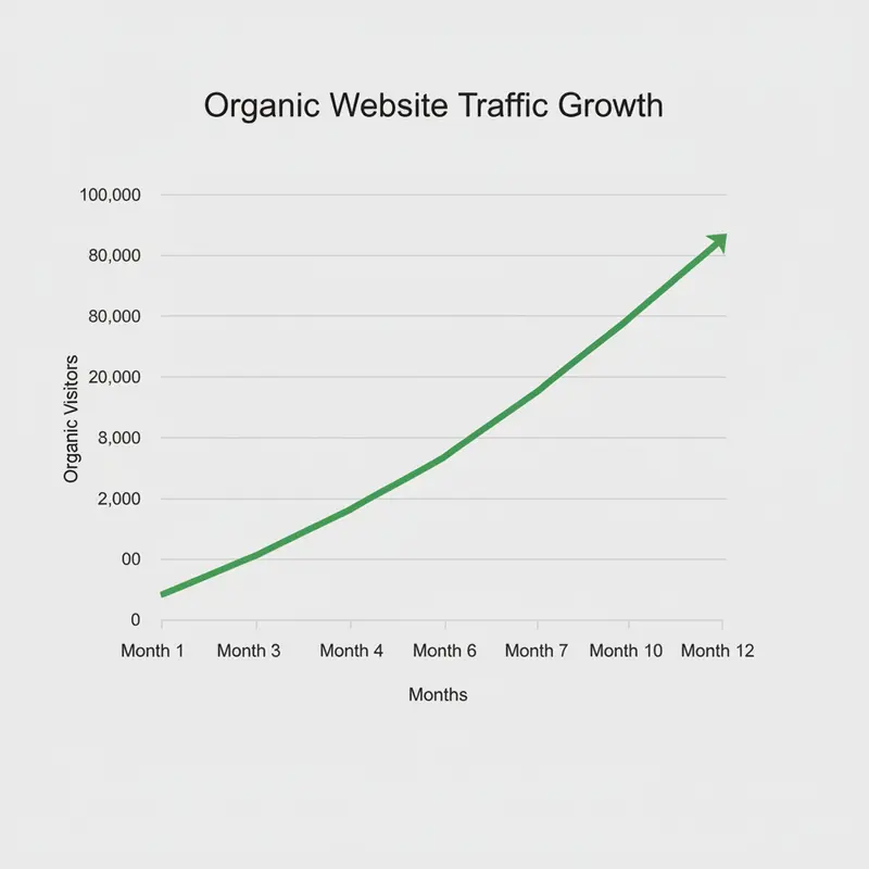 Biểu đồ thể hiện sự tăng trưởng traffic website ổn định sau khi triển khai SEO