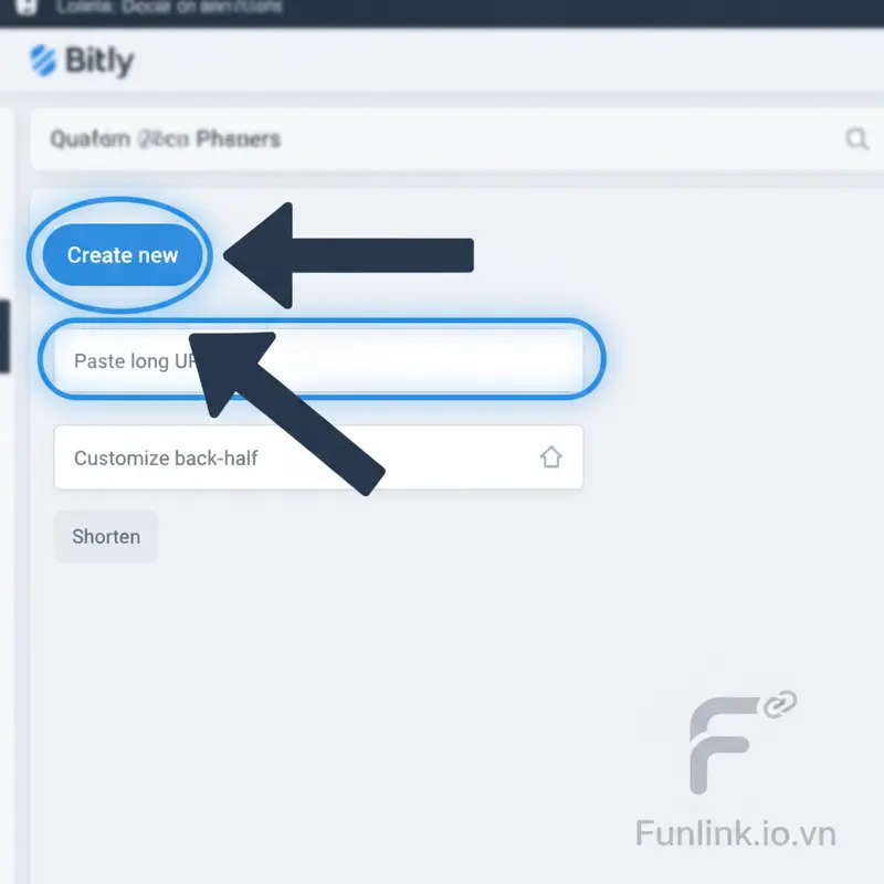 Dán URL gốc để tạo Branded Link trên giao diện Bitly.
