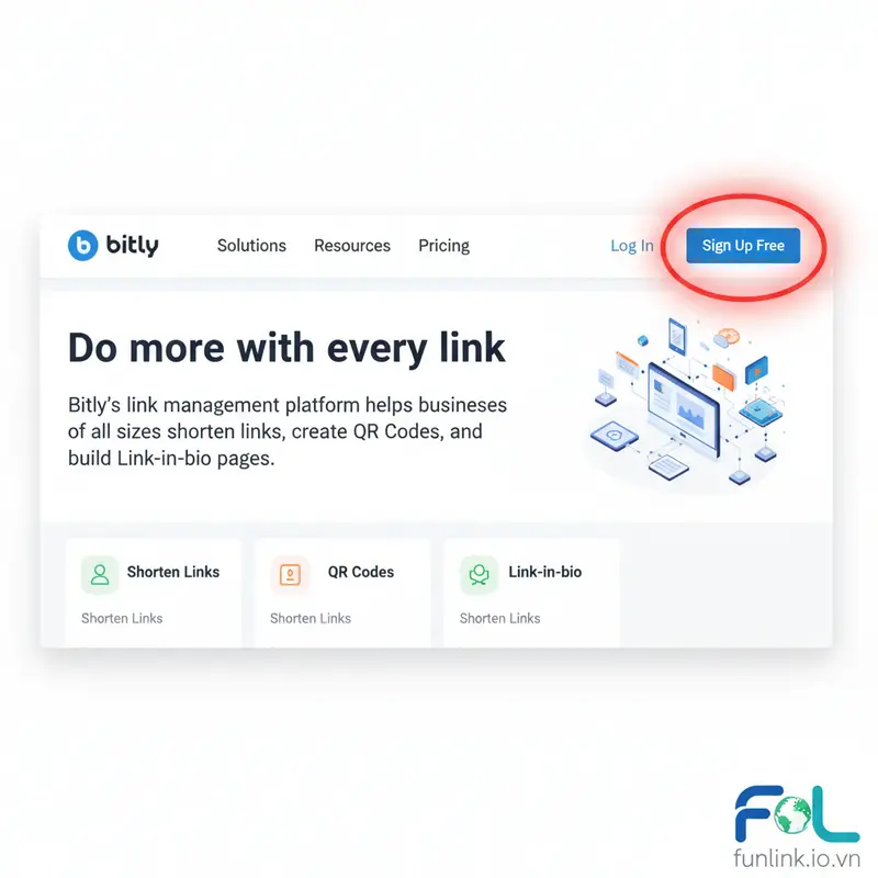Hướng dẫn tạo Branded Link là gì - bước đăng ký tài khoản miễn phí trên Bitly.