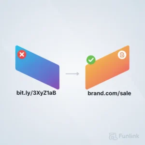 So sánh Branded Link là gì - một bên là link ngẫu nhiên và một bên là link có thương hiệu chuyên nghiệp.