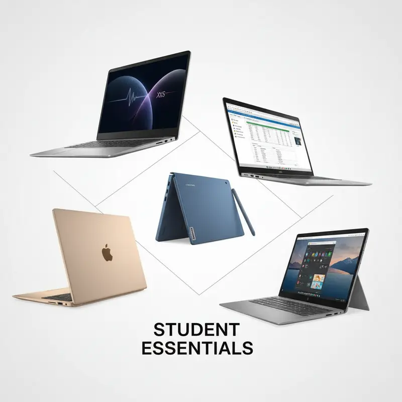 Ảnh ghép nhiều mẫu laptop khác nhau phù hợp cho sinh viên