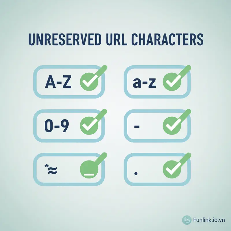 Bảng checklist các ký tự được phép trong URL (Unreserved Characters) an toàn cho SEO.