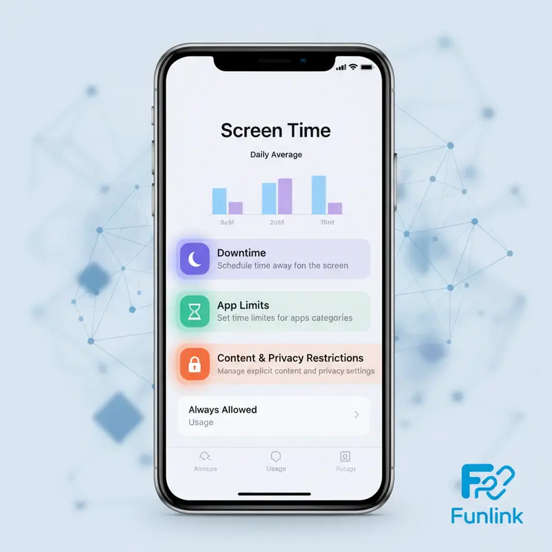 Hướng dẫn cài đặt kiểm soát của phụ huynh qua tính năng Screen Time trên giao diện iPhone.