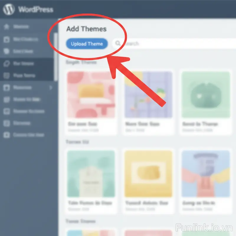 Upload theme wordpress từ file .zip bằng nút Tải giao diện lên.