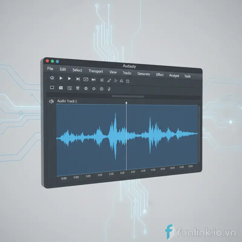Cách chuyển MP3 sang WAV bằng Audacity - Giao diện import file MP3 với dạng sóng âm thanh.