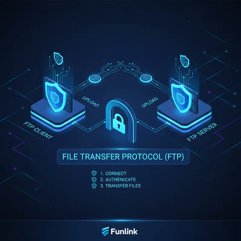 Sơ đồ hoạt động của FTP client và server cho việc gửi file dung lượng lớn chuyên nghiệp.