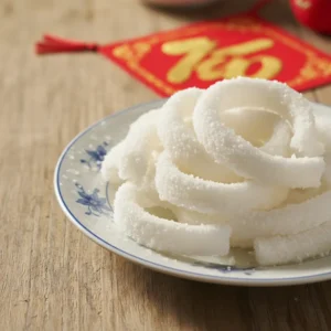 Đĩa mứt dừa dẻo trắng tinh thơm ngon thành phẩm