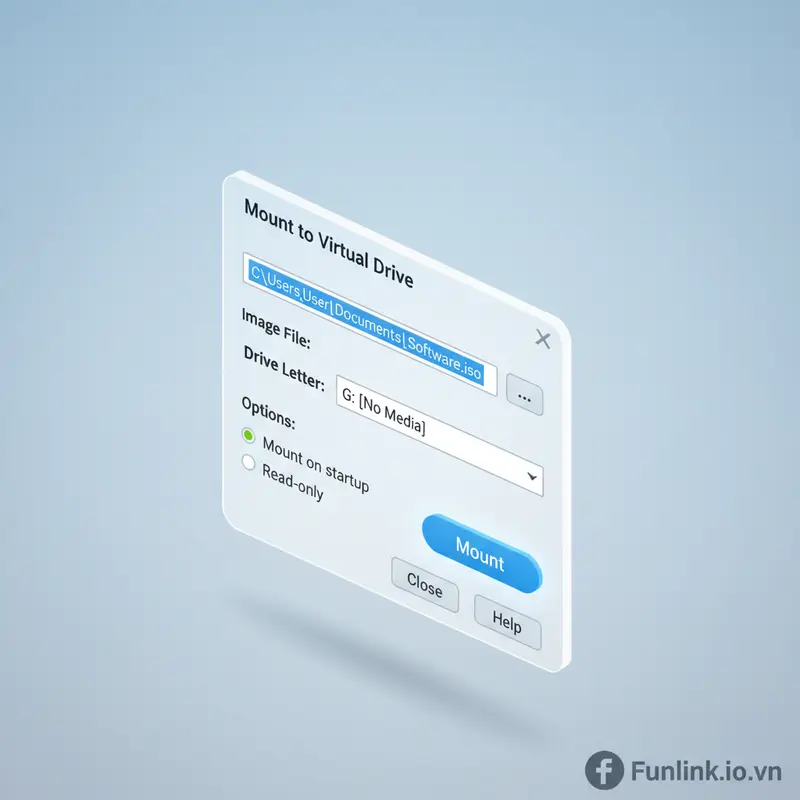 Sử dụng phần mềm UltraISO như một cách mở file iso nâng cao, giao diện mount file.