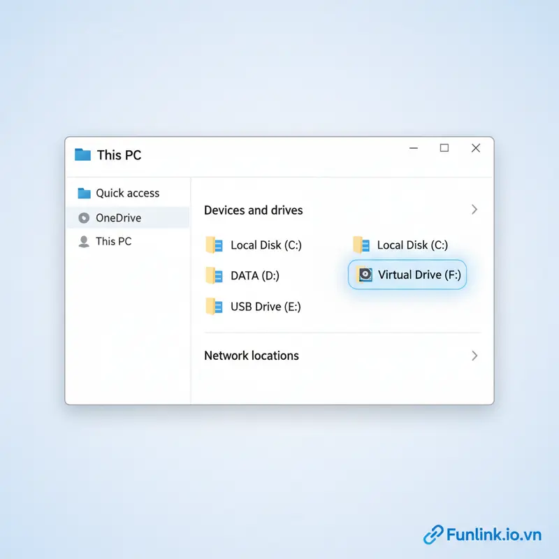 Hình ảnh ổ đĩa ảo mới được tạo sau khi thực hiện cách mở file iso bằng phương pháp mount.