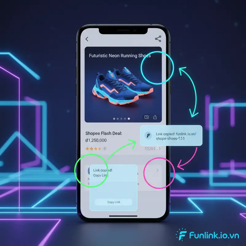 Hướng dẫn 3 bước trong cách rút gọn link Shopee ngay trên ứng dụng.