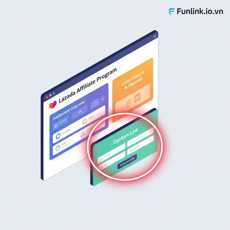 Khu vực tạo link rút gọn trong dashboard Lazada Affiliate.