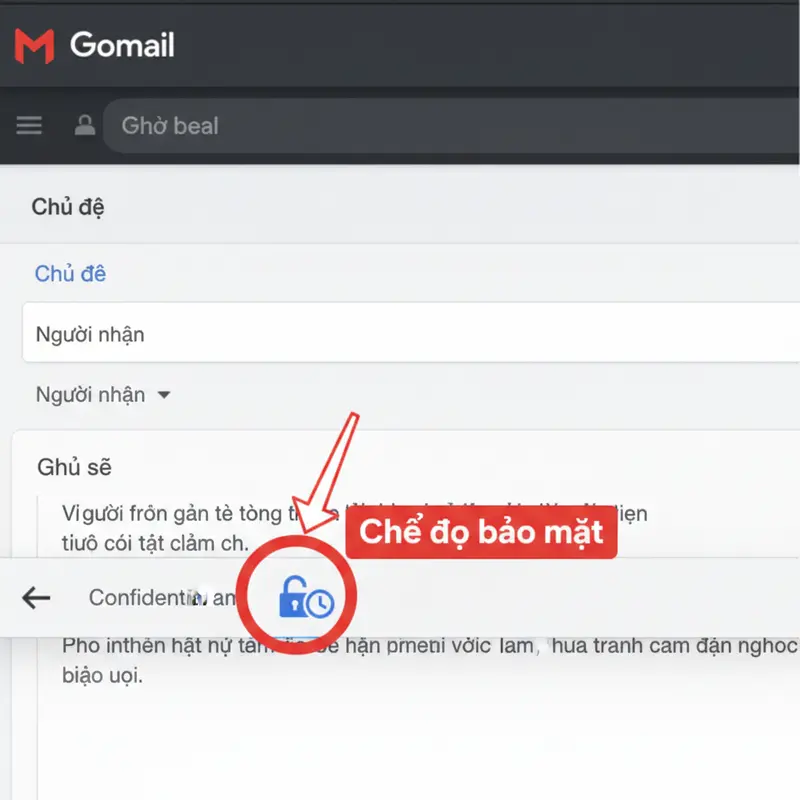 Kích hoạt cách sử dụng chế độ bảo mật của gmail trên máy tính bằng biểu tượng ổ khóa.