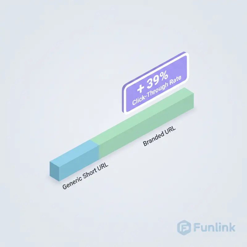 Biểu đồ thể hiện cách tạo link rút gọn bằng tên miền riêng giúp tăng tỷ lệ nhấp chuột (CTR) lên đến 39%.
