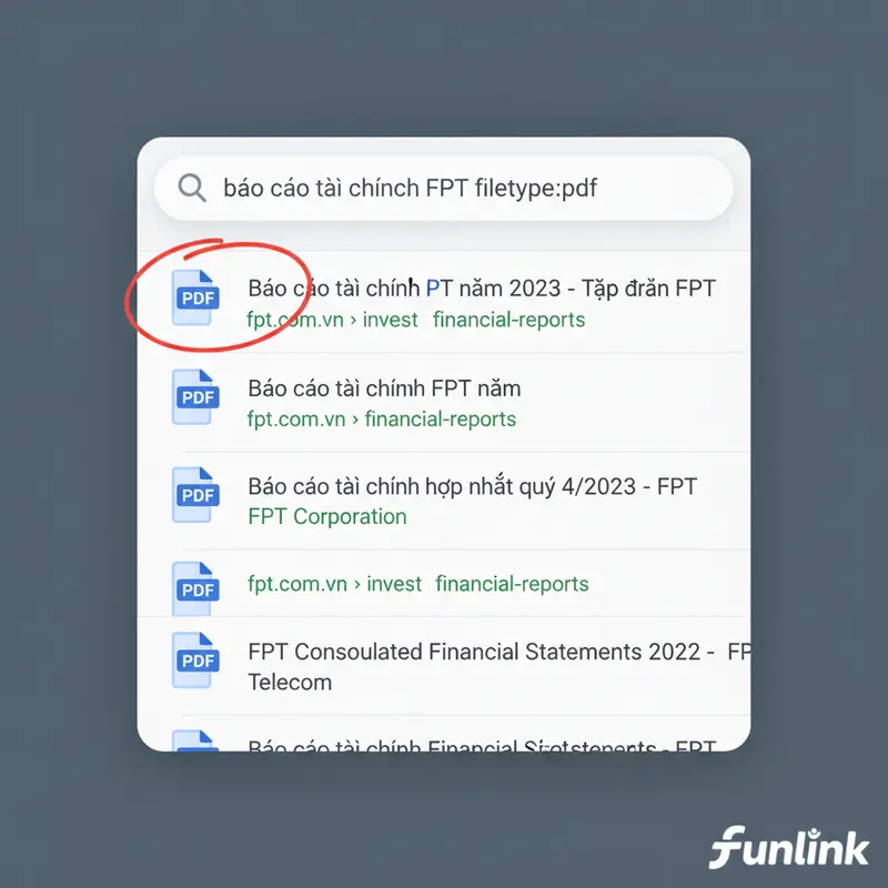 Kết quả cách tìm kiếm file cụ thể filetype:pdf trên Google được khoanh đỏ.