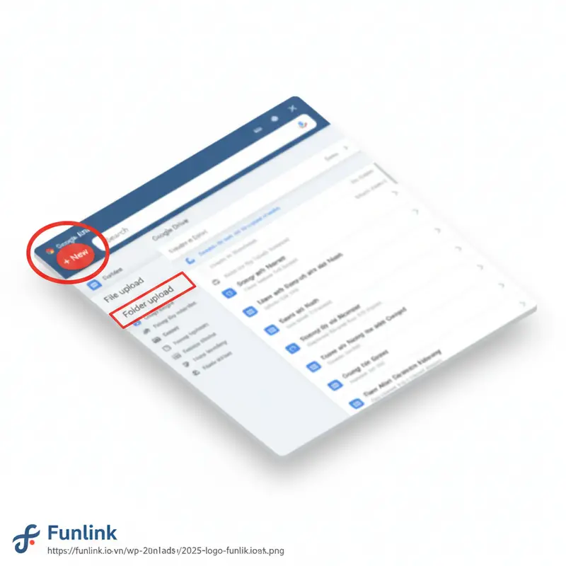 Vị trí nút Mới để bắt đầu cách upload file lên google drive trên máy tính.