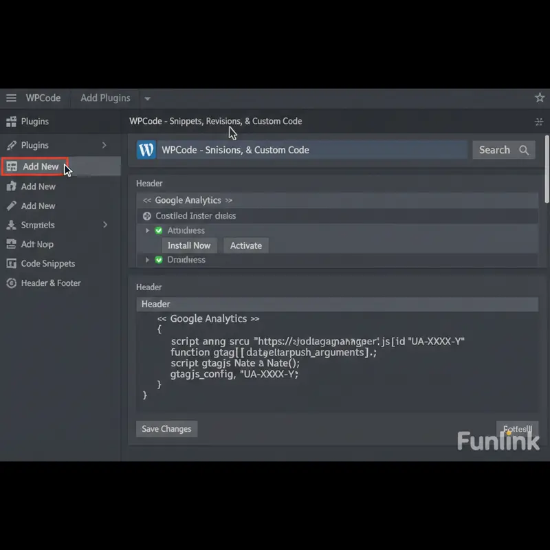 Ảnh GIF hướng dẫn cài đặt Google Analytics 4 cho WordPress bằng plugin WPCode.