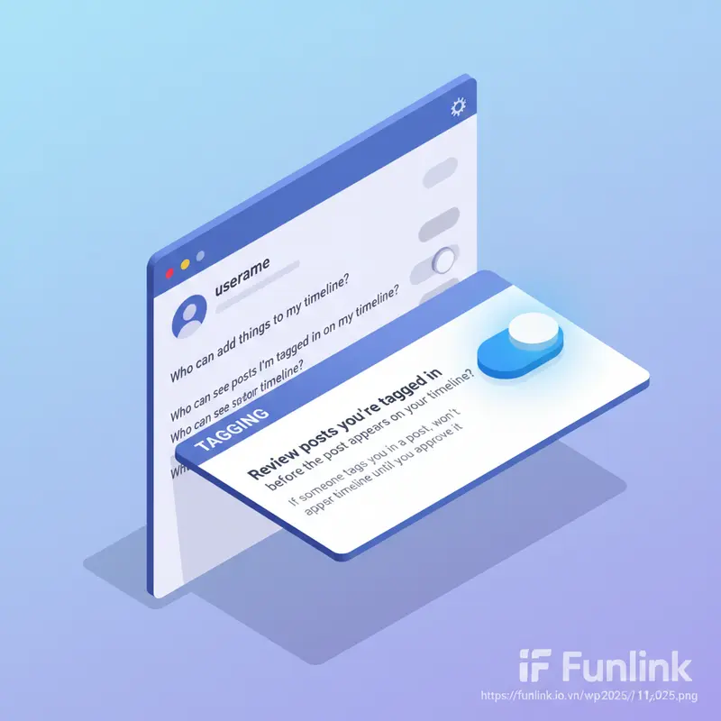 Bật tính năng xét duyệt bài viết và thẻ trong cài đặt quyền riêng tư trên facebook.
