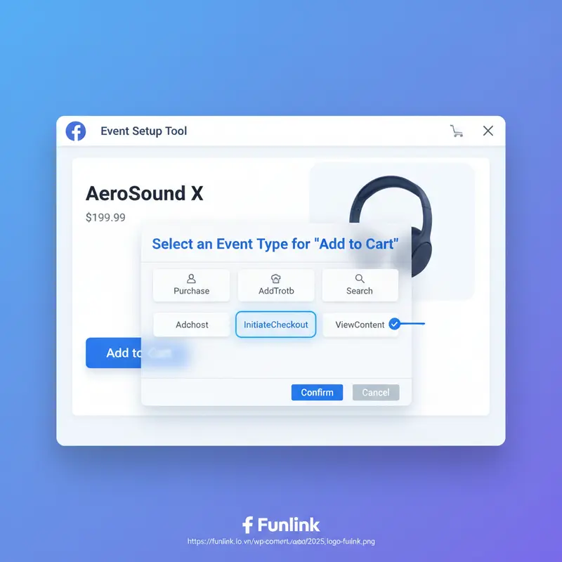Sử dụng Event Setup Tool để cài đặt sự kiện chuyển đổi cho facebook pixel không cần code.