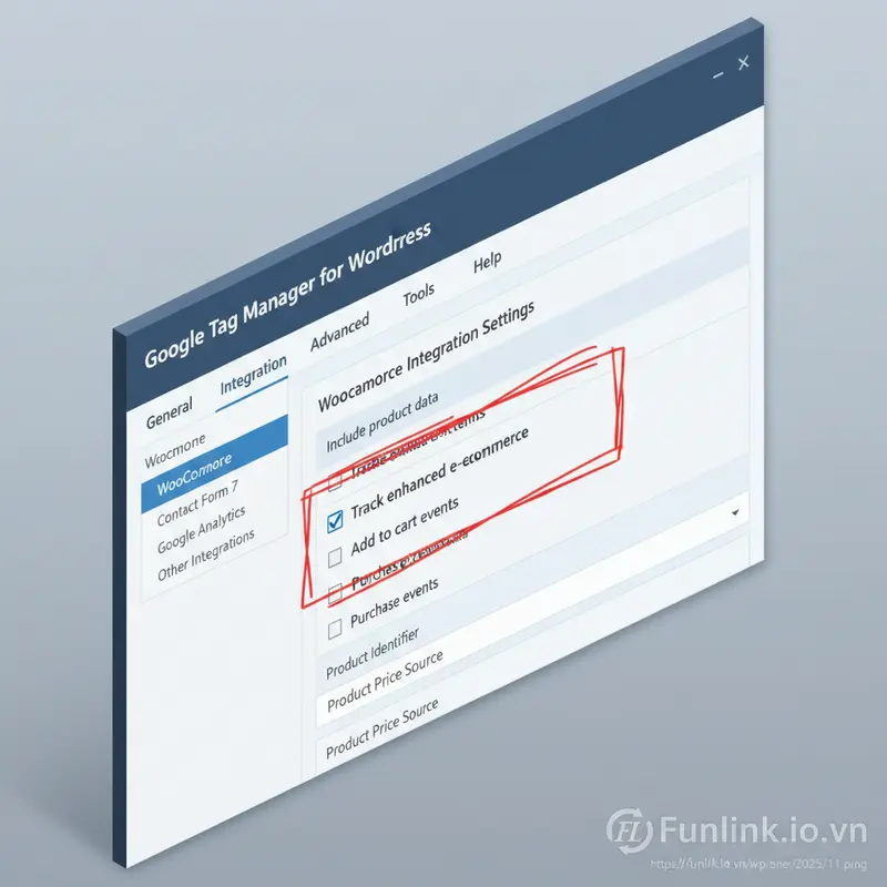 Kích hoạt track enhanced e-commerce trong GTM4WP để cài đặt tracking e-commerce GA4 cho WooCommerce.