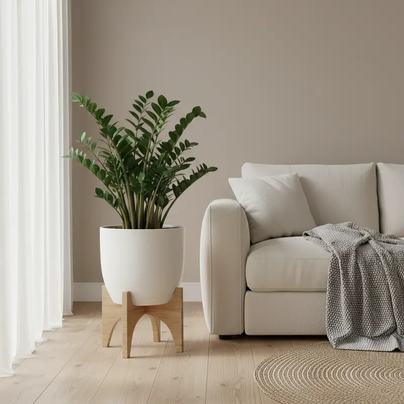 Chậu cây kim tiền được đặt trong phòng khách