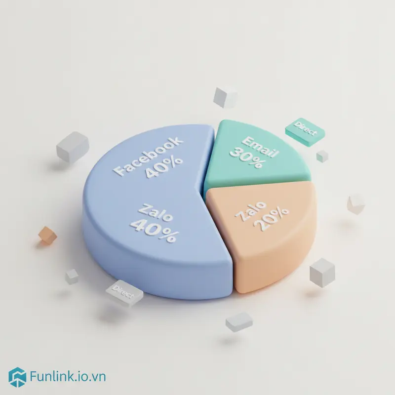 Biểu đồ tròn các nguồn truy cập, một chỉ số đo lường hiệu quả shortlink.