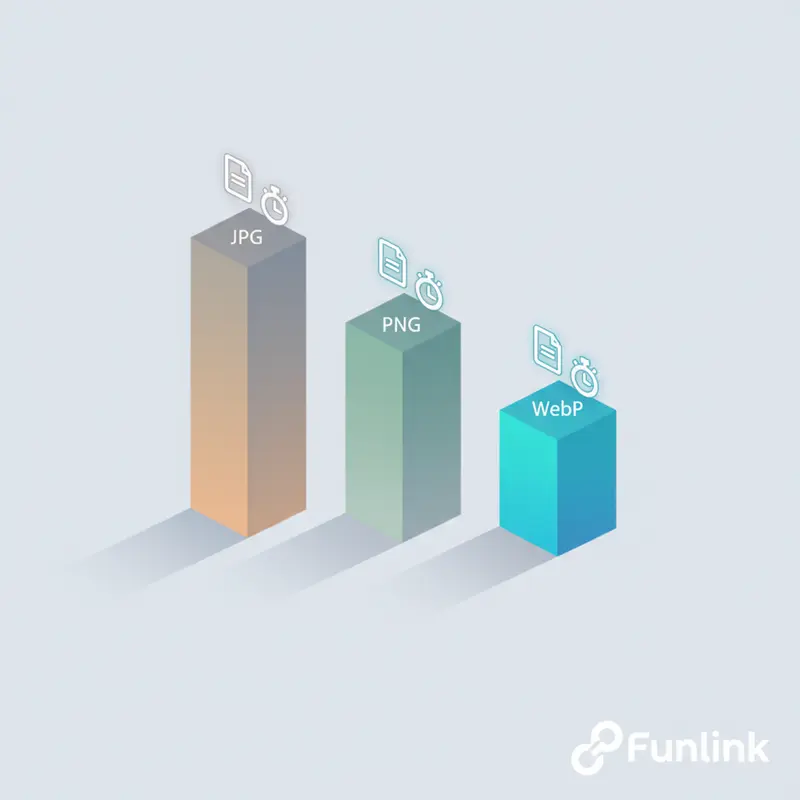Biểu đồ so sánh dung lượng và tốc độ tải trang khi chuyển đổi ảnh sang WebP, JPG và PNG.