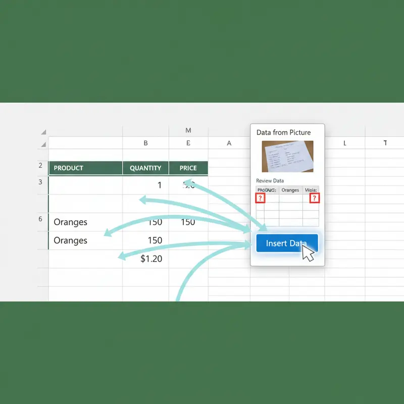 Quy trình review và chèn dữ liệu khi chuyển file ảnh sang excel.