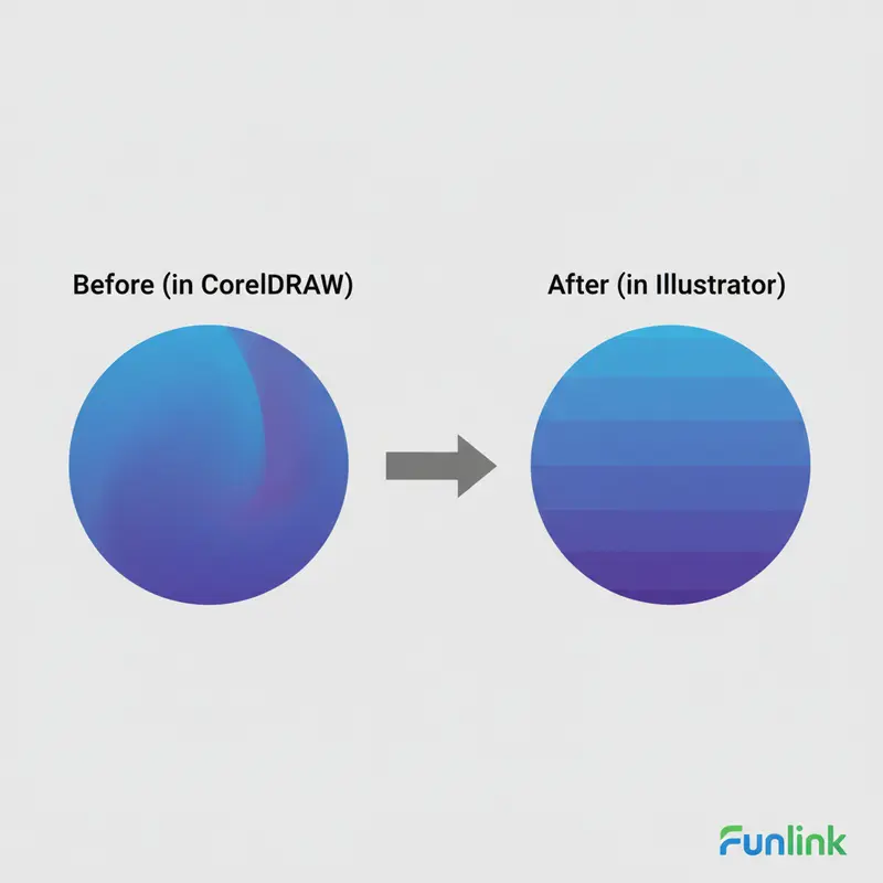 So sánh lỗi gradient bị gãy màu khi chuyển file CDR sang AI và cách khắc phục.