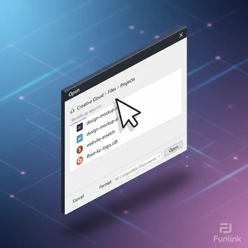 Mở file CDR trực tiếp bằng Adobe Illustrator để chuyển file cdr sang ai một cách nhanh chóng.