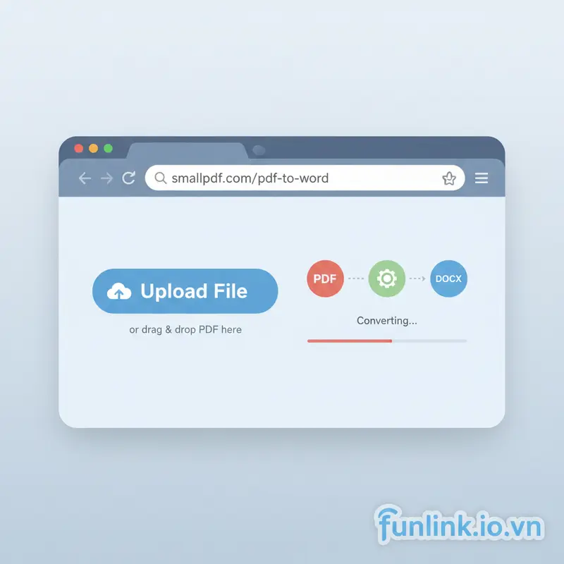 Sử dụng công cụ SmallPDF để chuyển PDF sang Word không lỗi font trực tuyến.