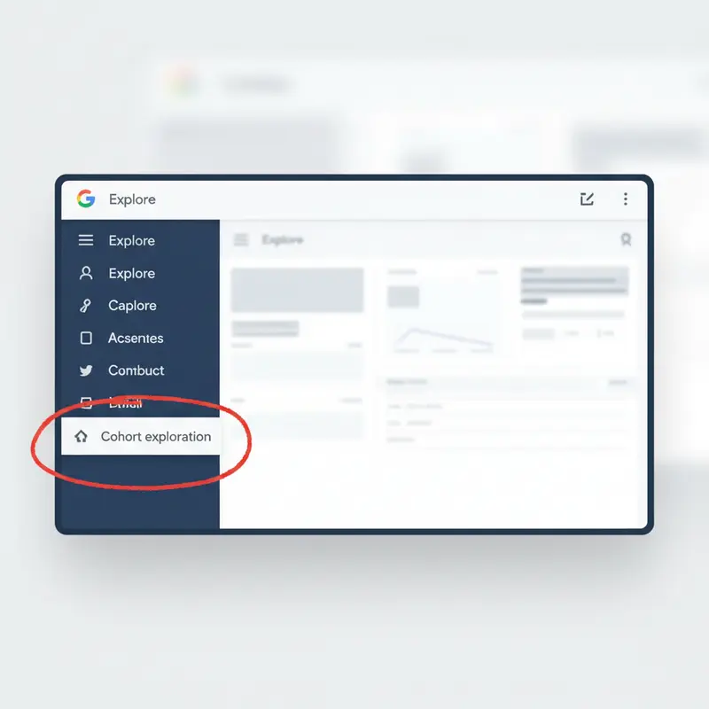 Hướng dẫn Cohort Analysis là gì trong GA4 - chọn mục Explore để bắt đầu.