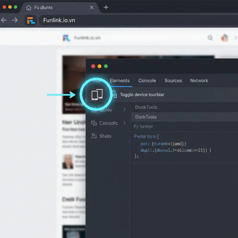 Hướng dẫn sử dụng công cụ kiểm tra responsive website Chrome DevTools với biểu tượng toggle device toolbar.