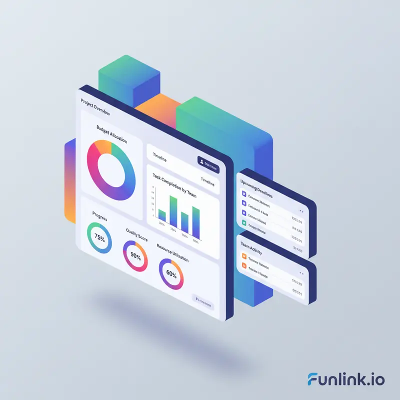 Dashboard báo cáo hiệu suất nhiều màu sắc của công cụ quản lý dự án Monday.com.