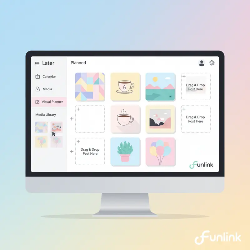 Tính năng Visual Planner của công cụ quản lý mạng xã hội Later giúp sắp xếp lưới feed Instagram.
