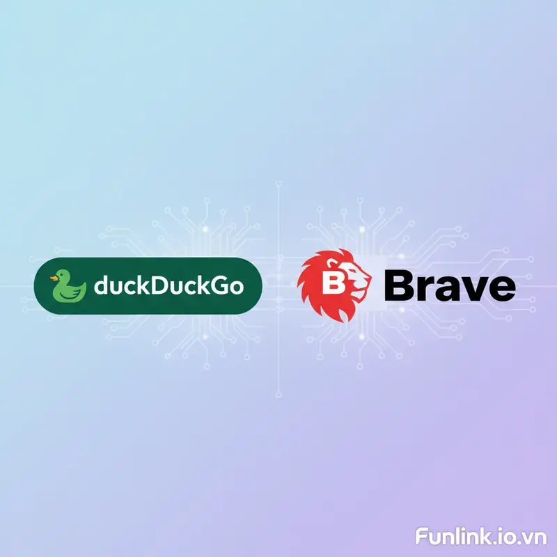 Các công cụ thay thế Google Search - logo của DuckDuckGo và Brave Search.