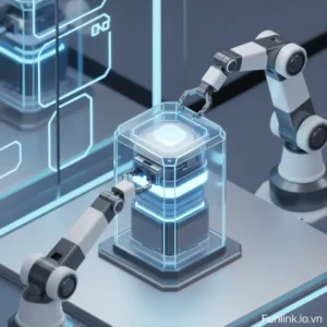 Công nghệ pin xe điện thể rắn (Solid-state Battery) đang được lắp ráp trong một phòng thí nghiệm công nghệ cao.