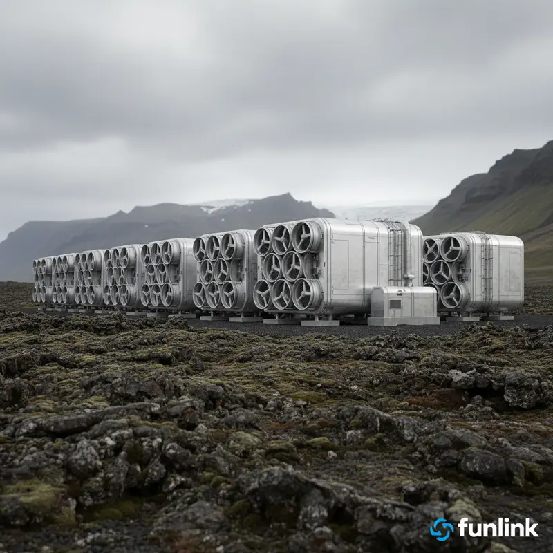 Nhà máy thu giữ carbon trực tiếp từ không khí Orca của Climeworks, một dự án công nghệ thu giữ carbon tiên phong.