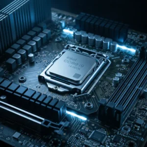 CPU là gì - hình ảnh một con chip vi xử lý hiện đại trên bo mạch chủ.