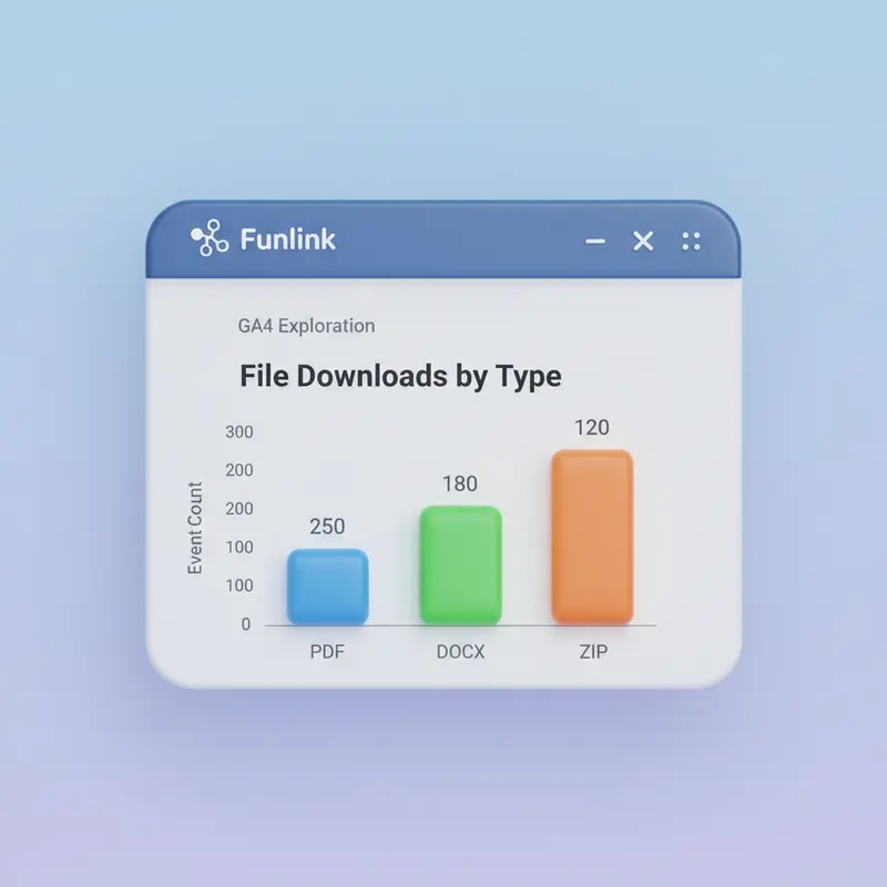Biểu đồ báo cáo Custom Dimension trong GA4 về lượt tải file theo loại.