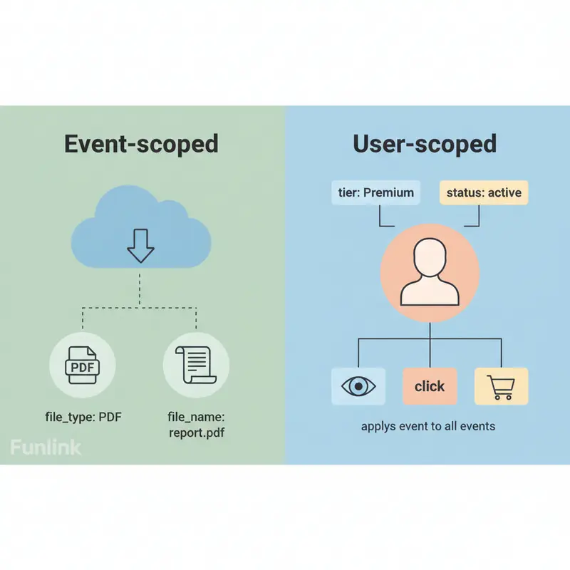 So sánh Custom Dimension trong GA4: Event-scoped so với User-scoped.