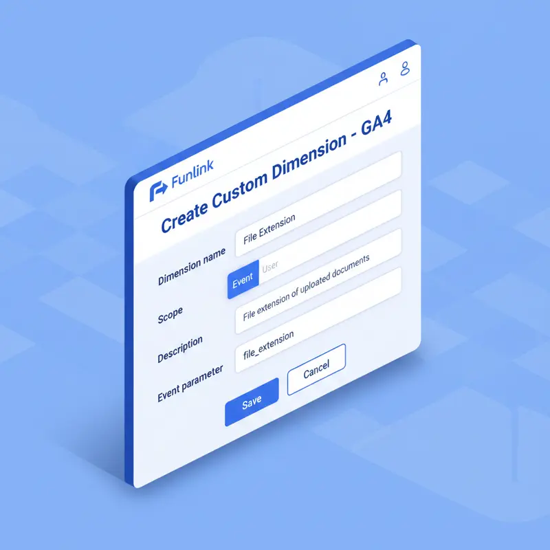 Giao diện các bước tạo một Custom Dimension trong GA4.